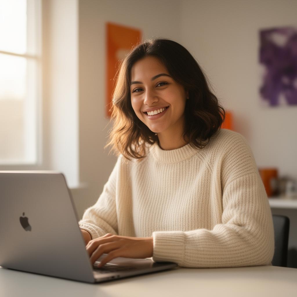 Writer at a laptop drafting a blog post
